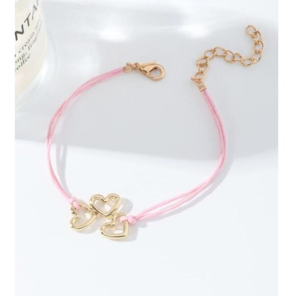 Pink Rope Hearts Bracelet - Picture 1 of 4